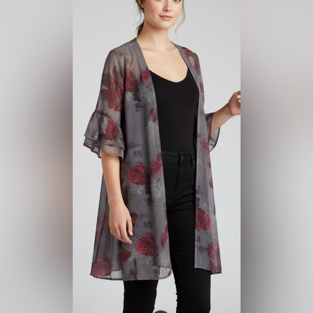 Easel kimono floral yukata coverup whimsigoth size large